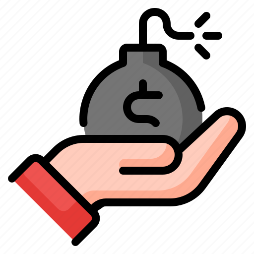 Debt, loan, bomb, crisis, recession, finance, hand icon - Download on Iconfinder
