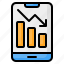 mobile, smartphone, chart, bar chart, analytics, decrease, loss 