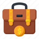 briefcase, payment, method, cash, safety, coin, dollar, money