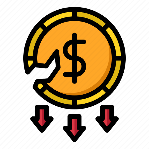 Bankruptcy, dollar, coin, down, economy, money icon - Download on Iconfinder