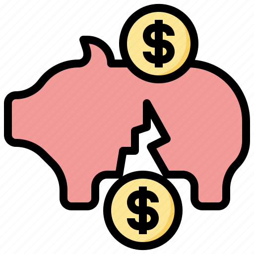 Piggy, bank, funds, savings, break, save icon - Download on Iconfinder