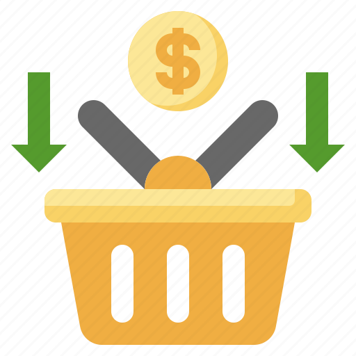 Shopping, drop, sales, down, money icon - Download on Iconfinder