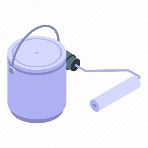Paint, bucket, roll, isometric icon - Download on Iconfinder