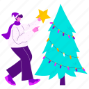 decorating christmas tree, christmas tree, pine, decorating, ornament, christmas, xmas, merry christmas, celebration 