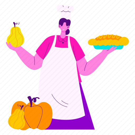 ​cooking pumpkin pie, food, dessert, cake, chef, thanksgiving, thanksgiving day illustration - Download on Iconfinder