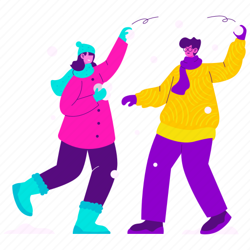Kids have a snowball fight, snowball, play, fight, kids, winter holiday, winter illustration - Download on Iconfinder