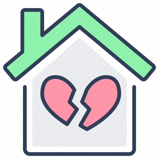 Divorce, separated, home, broken, heart, house icon - Download on Iconfinder