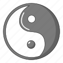 cartoon, logo, nature, silhouette, taoism, yang, yin