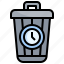trash, waste, of, time, watch, recycle, bin, clock 