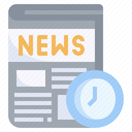 Newspaper, communications, time, reading, clock icon - Download on Iconfinder