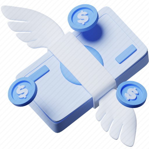 Flying money, wings, loss profit, transfer, fly, finance, financial icon - Download on Iconfinder