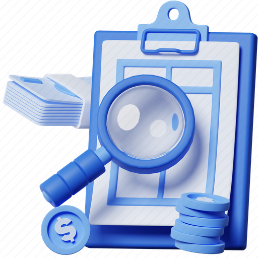 Inspection, evaluation, magnifier, clipboard, money, finance, financial icon - Download on Iconfinder