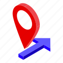 gps, pin, remote, access, isometric 