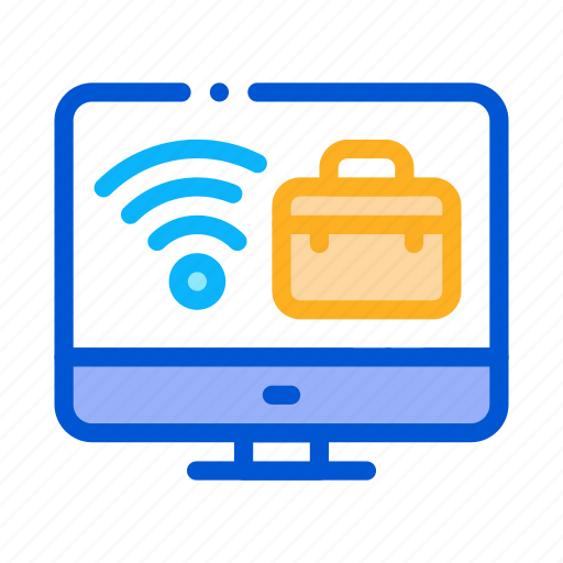 Business, case, computer, freelance, job, screen, wifi icon - Download on Iconfinder