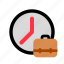clock, work, hour, time, duration, briefcase, profession 