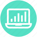 analytics, bars, graph, laptop, reports, stabilization 