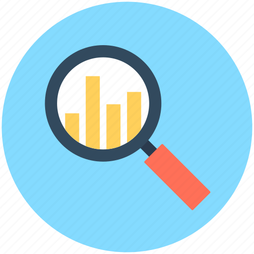 Analytics, infographic, magnifier, magnifying lens, search graph icon - Download on Iconfinder