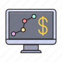 analytics, dollar, graph, online, screen