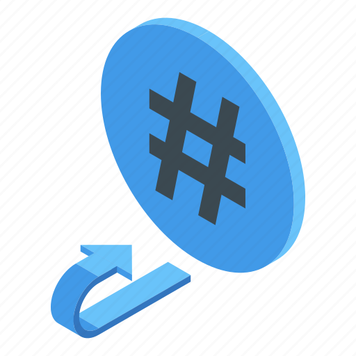 Hashtag, repost, isometric icon - Download on Iconfinder
