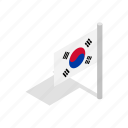 element, flag, isometric, korea, nation, national, south