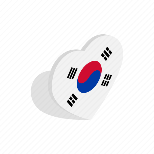 Country, flag, heart, isometric, korea, love, south icon - Download on Iconfinder