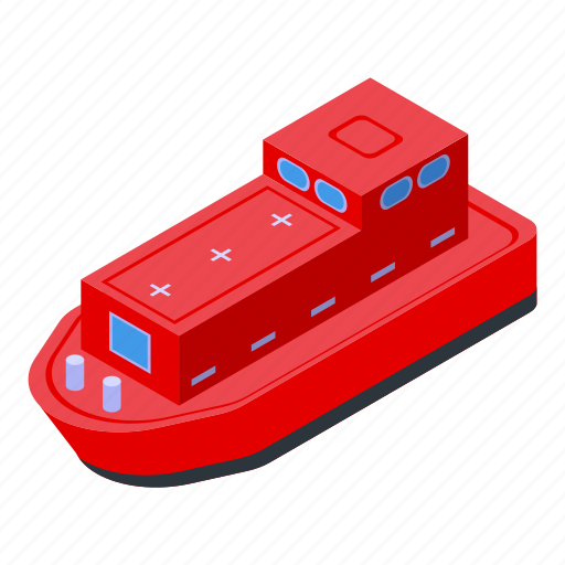 Red, rescue, ship, isometric icon - Download on Iconfinder