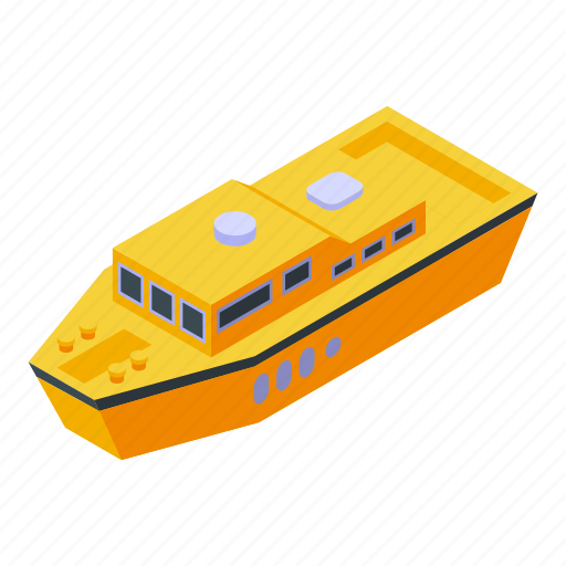 Yellow, rescue, boat, isometric icon - Download on Iconfinder