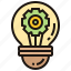 bulb, cogwheel, creativity, idea, innovation 