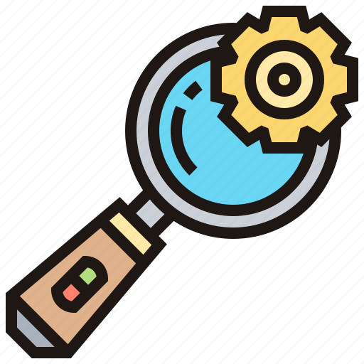 Cog, glass, inspect, lens, magnifying icon - Download on Iconfinder