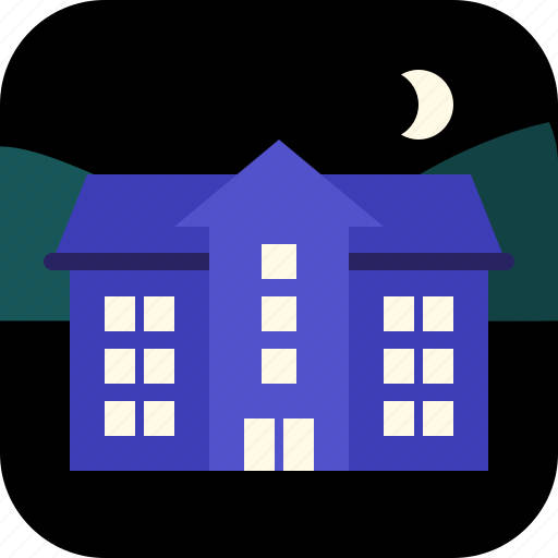 Apartments, hills, moon, night icon - Download on Iconfinder