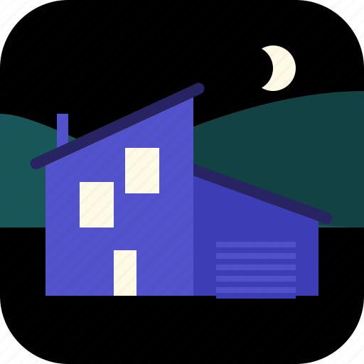 Garage, hills, house, night icon - Download on Iconfinder