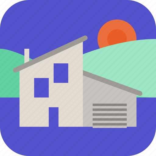 Garage, hills, house, sunrise icon - Download on Iconfinder