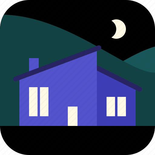 Hills, house, moon, night icon - Download on Iconfinder