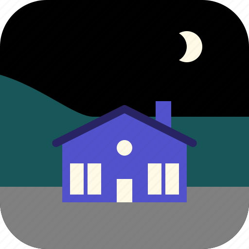 Hill, house, night, window icon - Download on Iconfinder
