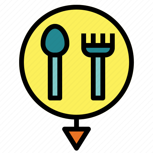 Cutlery, food, location, pin, restaurant icon - Download on Iconfinder