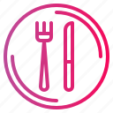 cutlery, dish, fork, knife, plate, restaurant