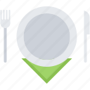 cafe, fork, knife, napkin, plate, restaurant