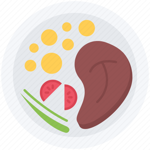 Food, meat, plate, potato, restaurant, steak, tomato icon - Download on Iconfinder