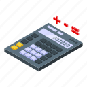 calculator, result, money, isometric