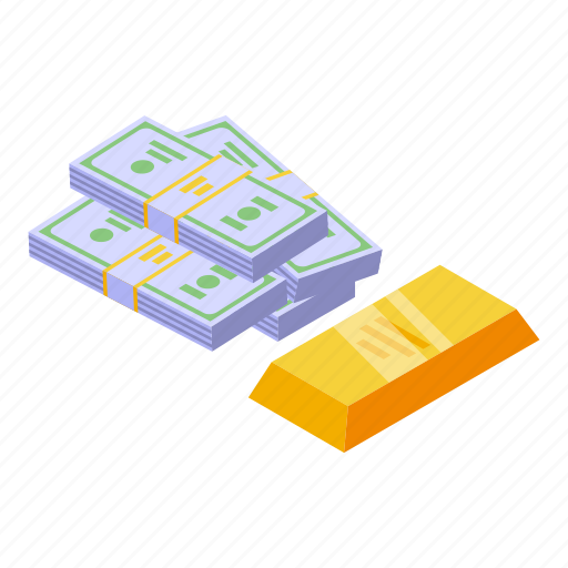 Cash, gold, result, money, isometric icon - Download on Iconfinder