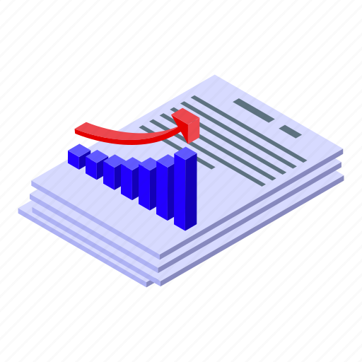 Papers, result, money, isometric icon - Download on Iconfinder