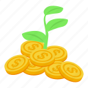 plant, coin, result, money, isometric