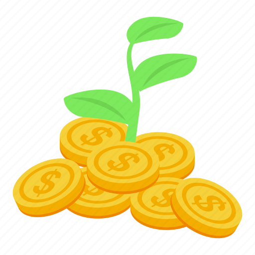 Plant, coin, result, money, isometric icon - Download on Iconfinder