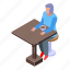 woman, retirement, coffee, cup, isometric 