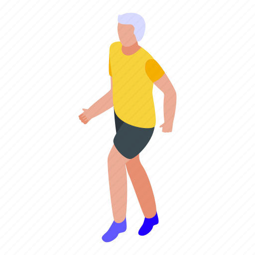 Man, retirement, running, isometric icon - Download on Iconfinder