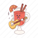 retro, cocktail, plays, guitar, drink, alcohol, old, glass, instrument