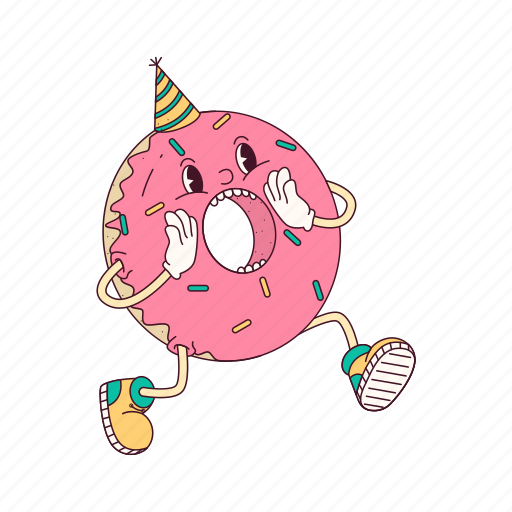 Retro, screams, loudly, food, donut, restaurant, cooking sticker - Download on Iconfinder