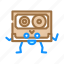 cassette, tape, music, retro, character, party 