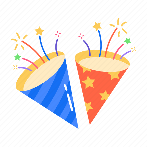Celebration caps, celebration hats, party hats, cone caps, confetti hats icon - Download on Iconfinder