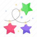 star garland, star bunting, hanging stars, star ornament, stars string